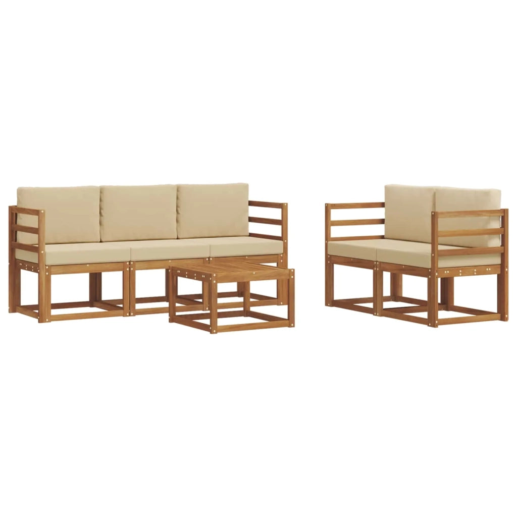 Set di divani da esterno con cuscino 6 pcs Naturale e Beige
