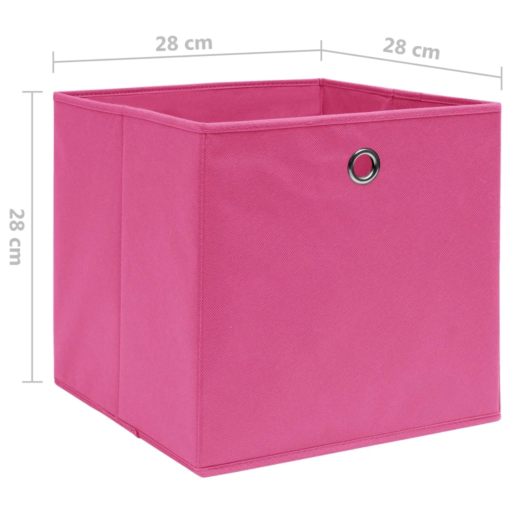Contenitori 4 pz in Tessuto non Tessuto 28x28x28 cm Rosa 325203