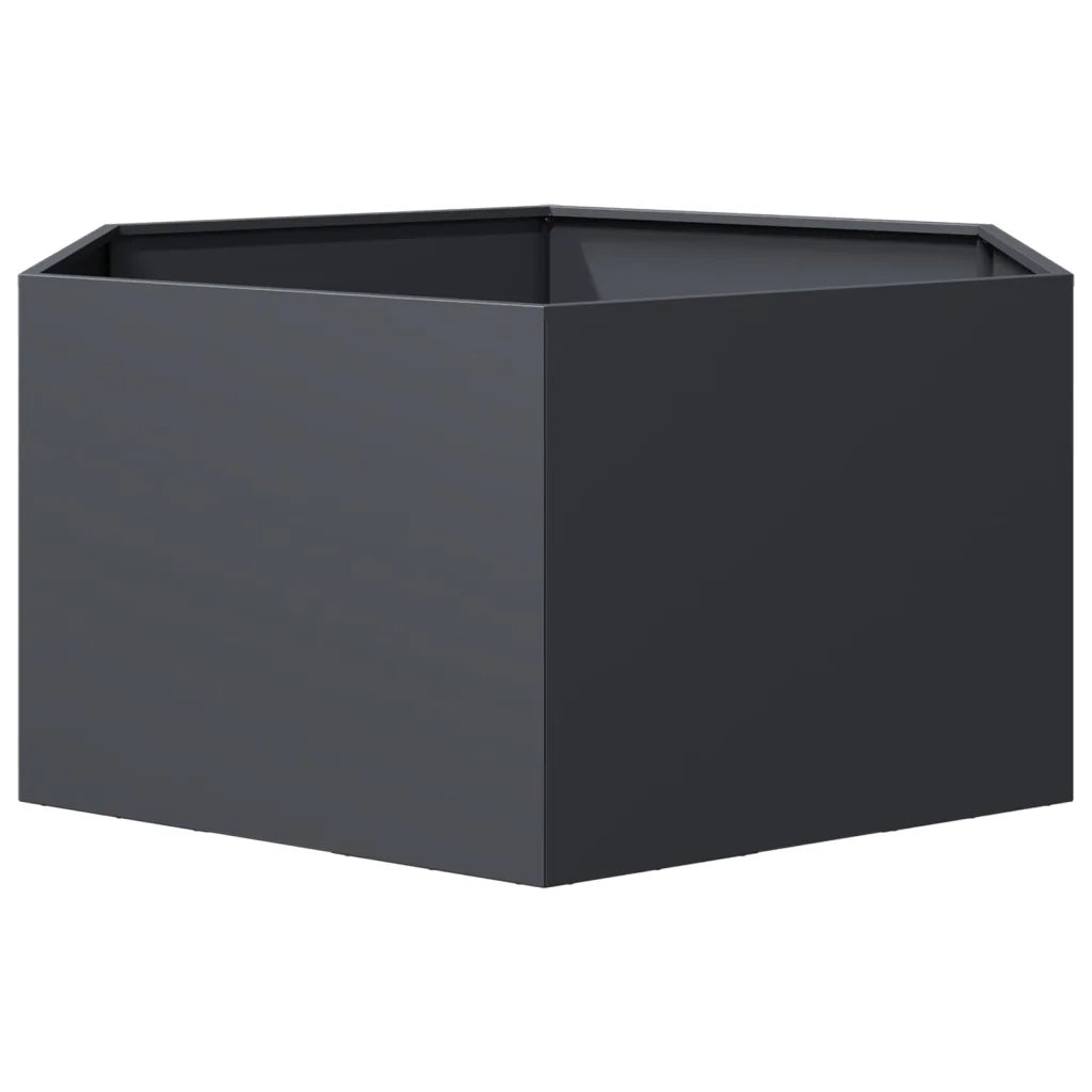 Fioriera da Giardino Antracite Esagono 104x90x45 cm in Acciaio 851131