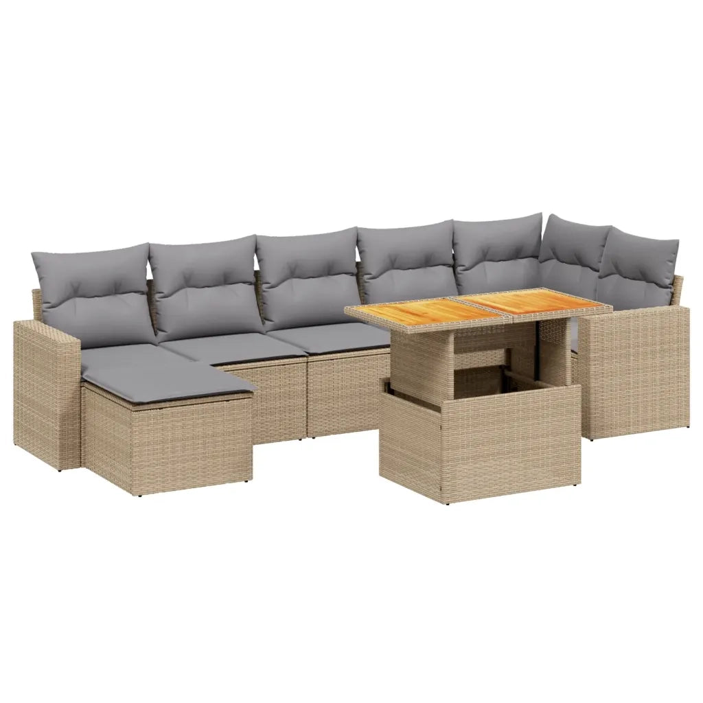 Set Divano da Giardino 8 pz con Cuscini Beige in Polyrattan 3271423