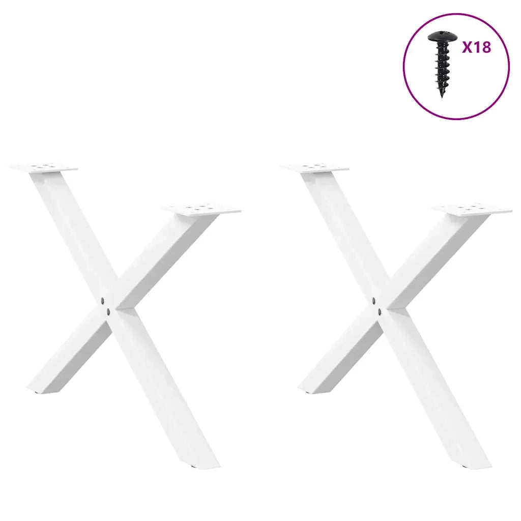Gambe per Tavolino da Caffè a Forma di X 2 pz Bianche 70x(42-43) cm Acciaio 4012905