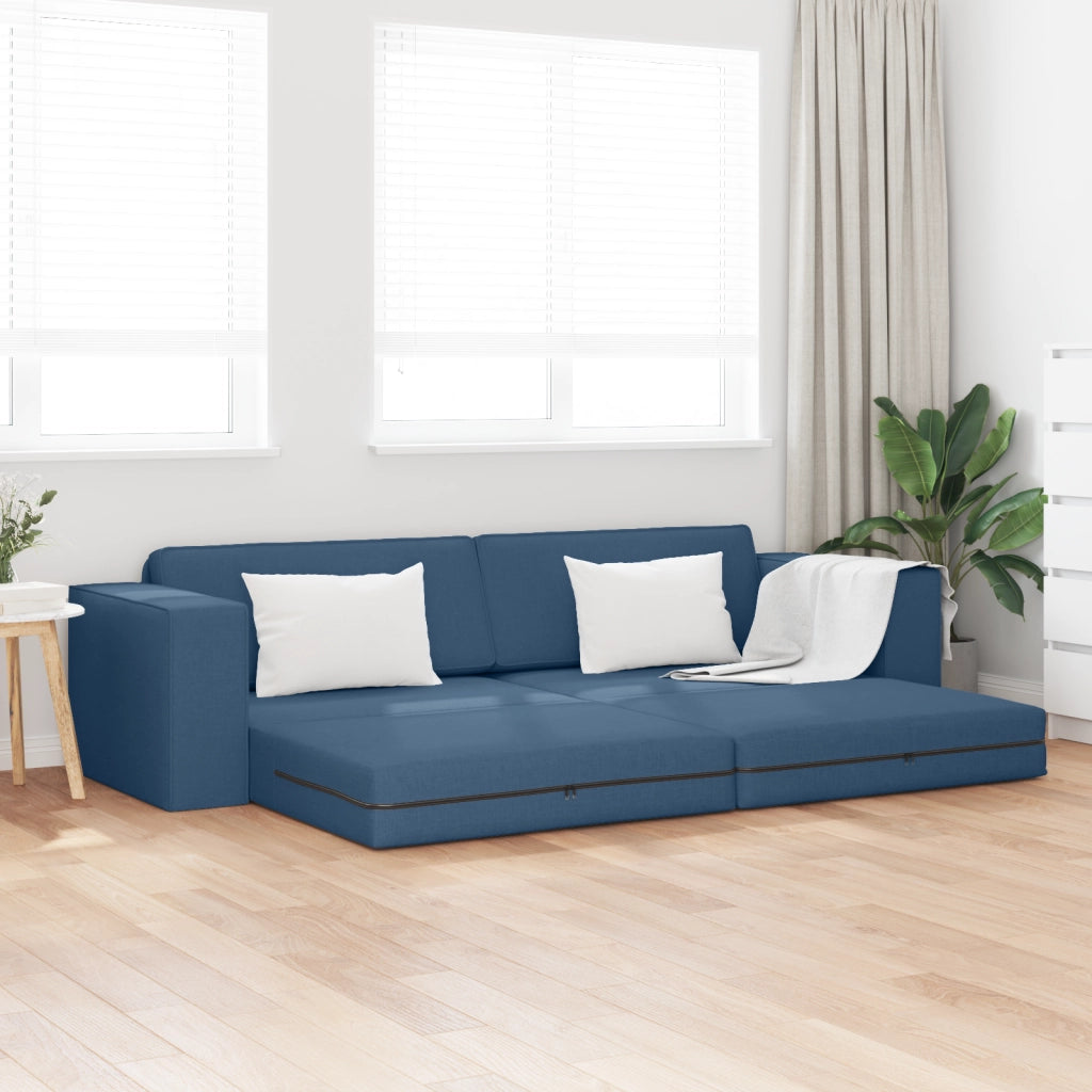 Divano Letto a Terra 2 in 1 Blu 245x150x60.5 cm Tessuto