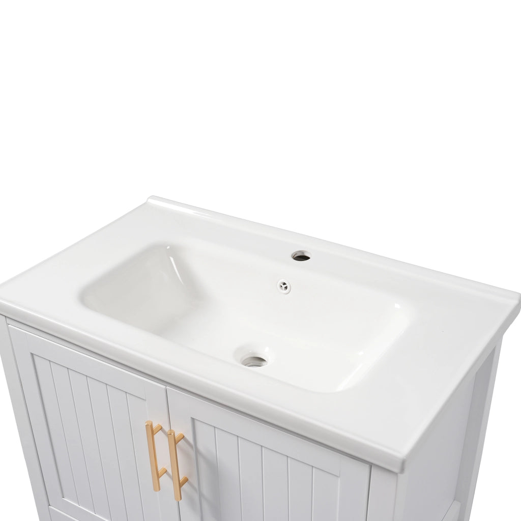 Mobile sottolavabo con lavabo in ceramica - per bagno - in MDF - 80 x 47 x 89 cm - bianco