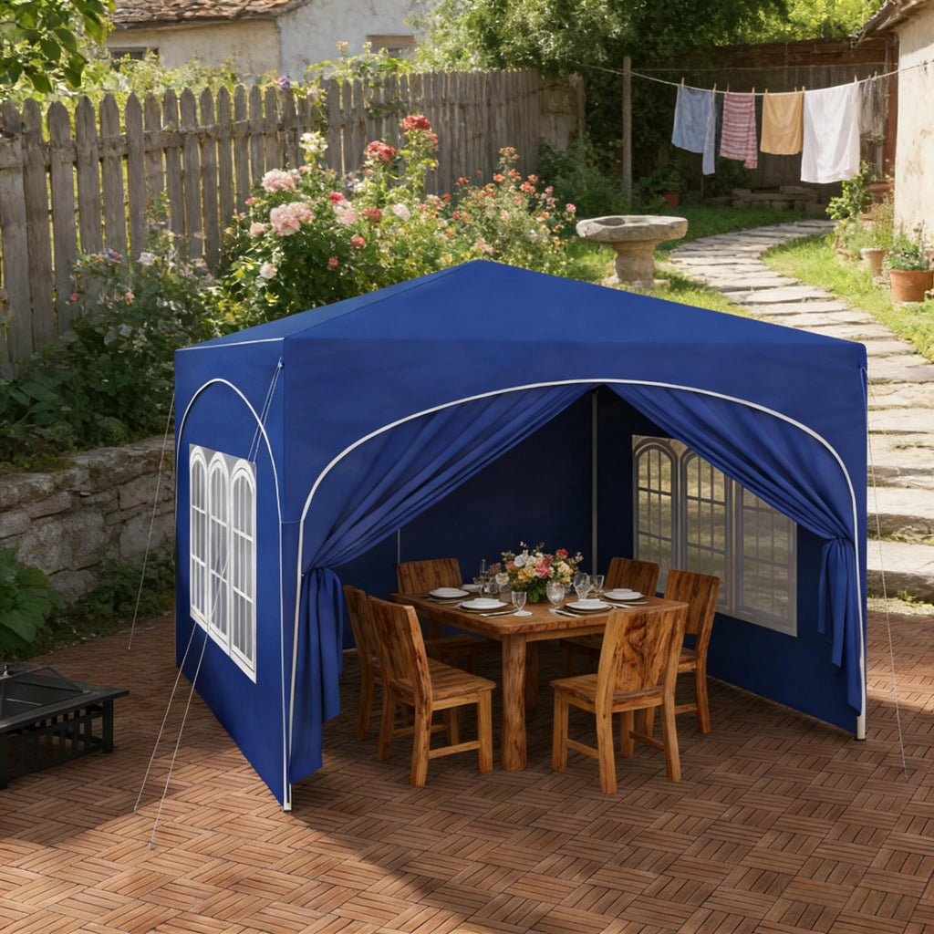 GAZEBO DA GIARDINO 3x3 m Blu in tessuto Oxford e ferro