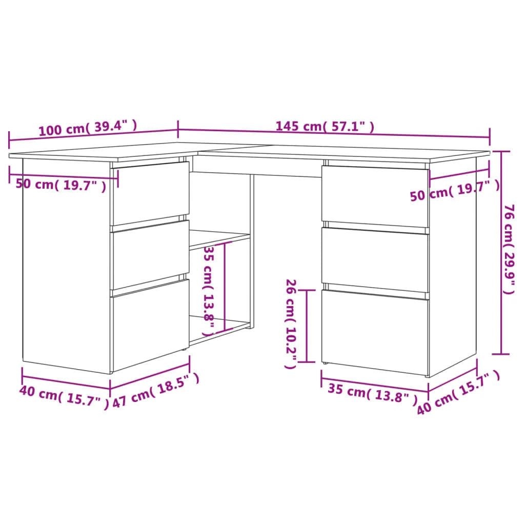 Scrivania tavolo postazione di lavoro mobile per computer scrivania angolare 145 x 100 x 76 cm legno ingegnerizzato nero 02_0023691