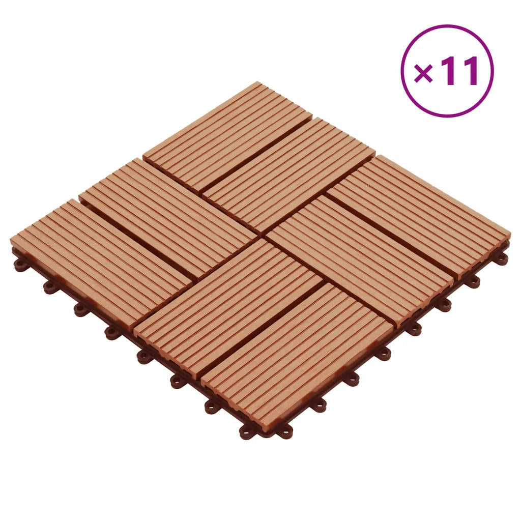 Piastrella per Decking 11 pz Teak riciclato 30 x 30 cm WPC CFW2883130