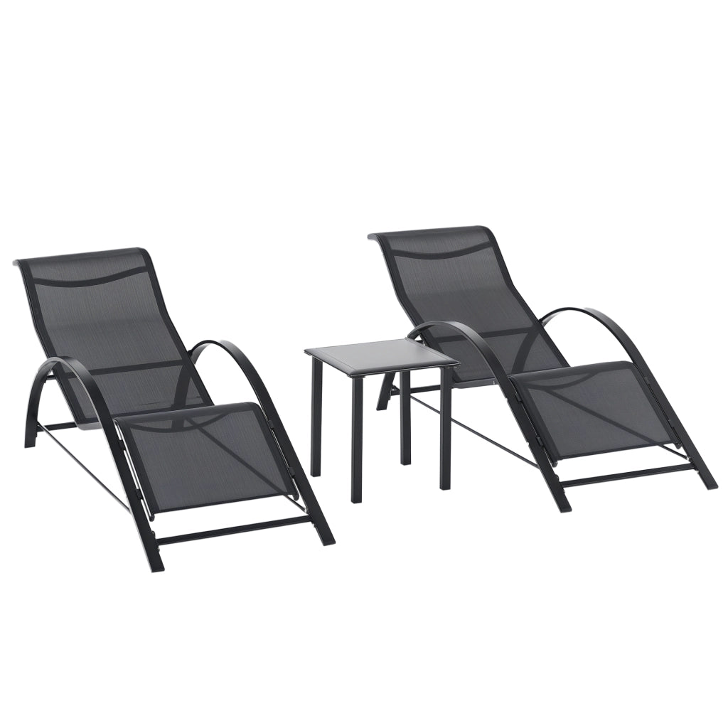 Set Tumbonas con Tavolino ¨C zephmum ¨C Grigio, Polipropilene, 100x200x80