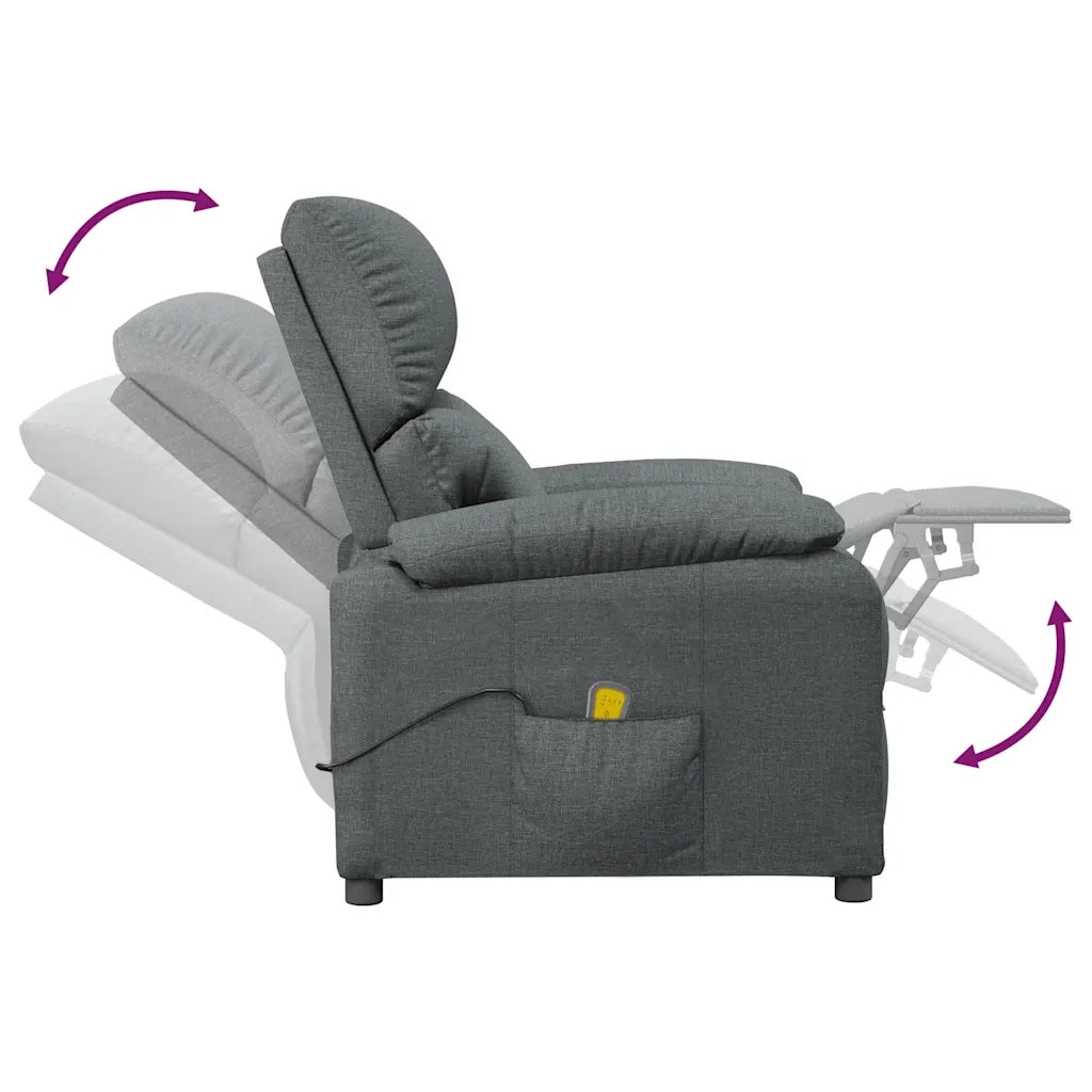 Poltrona Massaggiante Reclinabile Grigio Scuro in Tessuto cod mxl 32128
