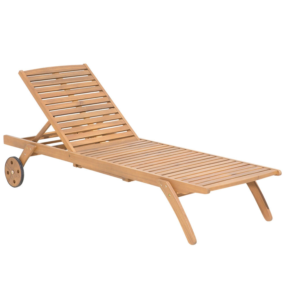 Set da pranzo da giardino in marrone chiaro acacia tavolo rettangolare 8 posti 2 lettini 11 pezzi