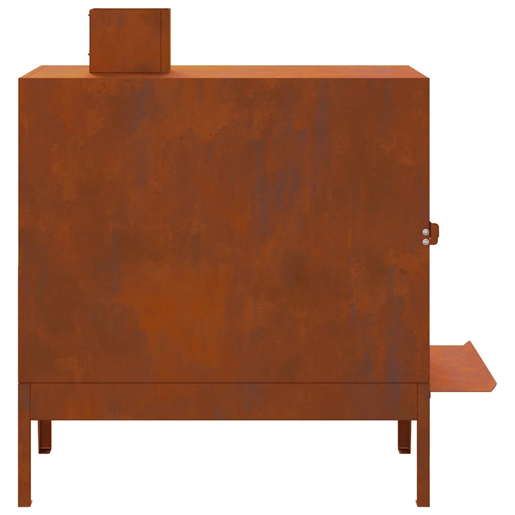 Stufa da Campeggio-Stufa a Legna 35x50x60 cm in Acciaio Corten