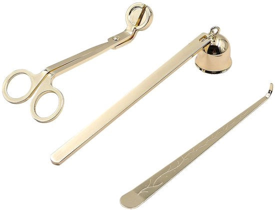Kit per tagliare la cera delle candele - Stile e praticità - Oro - Per appassionati delle candele - Ideale per regali - Incluso punteruolo e aspiratore