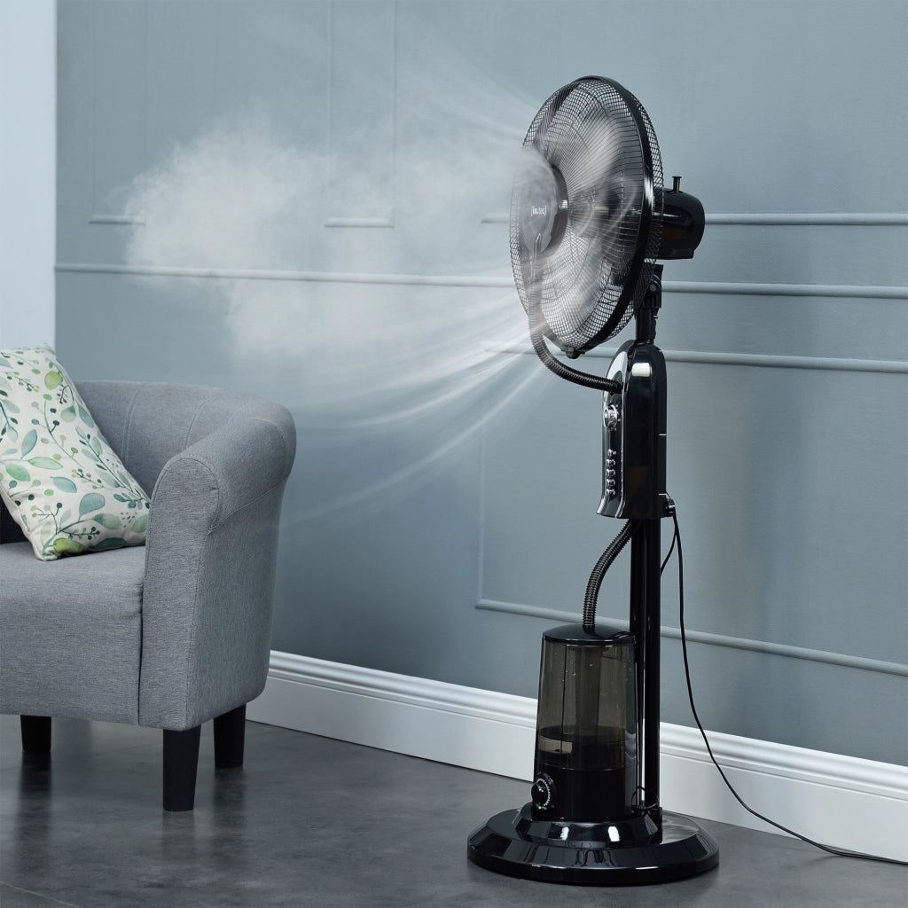 Ventilatore a Piantana con Nebulizzatore con 3 Velocitá e Modalitá Oscillazione con Inclinazione Testa Motore 75W Timer