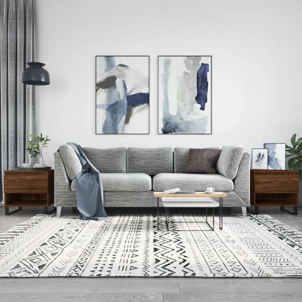 2 pz Tavolini salotto | Tavolino da caff¨¨ | Tavolino da Soggiorno Rovere Marrone 50x46x50 Legno Multistrato
