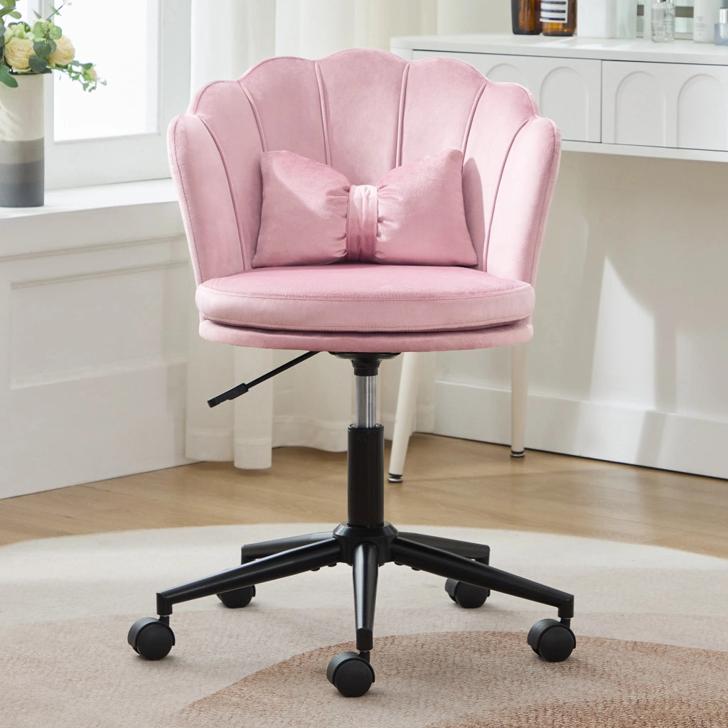 SEDIA Girevole regolabile 55x62x73-83 cm Velluto Rosa