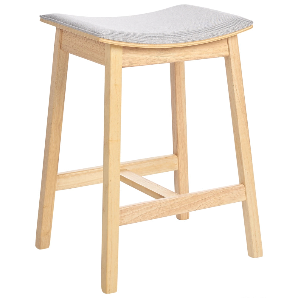 Set di 2 sedie da bar in legno di gomma beige con seduta imbottita in poliestere Legno chiaro