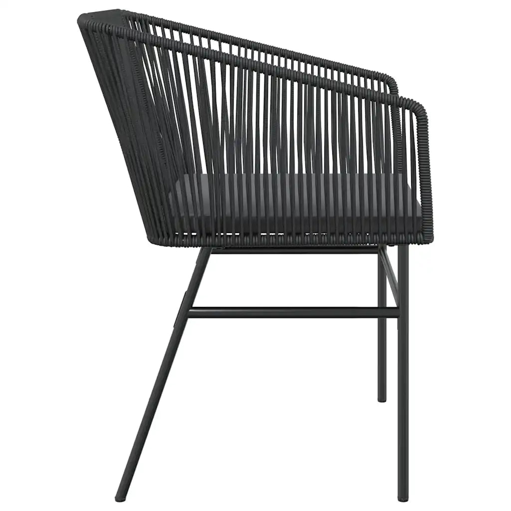 Sedie da Giardino con Cuscini 2 pz | Sedie da Esterno Nere in Polyrattan