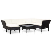 Set Divani da Giardino 8 pz con Cuscini in Polyrattan Nero cod mxl 38585
