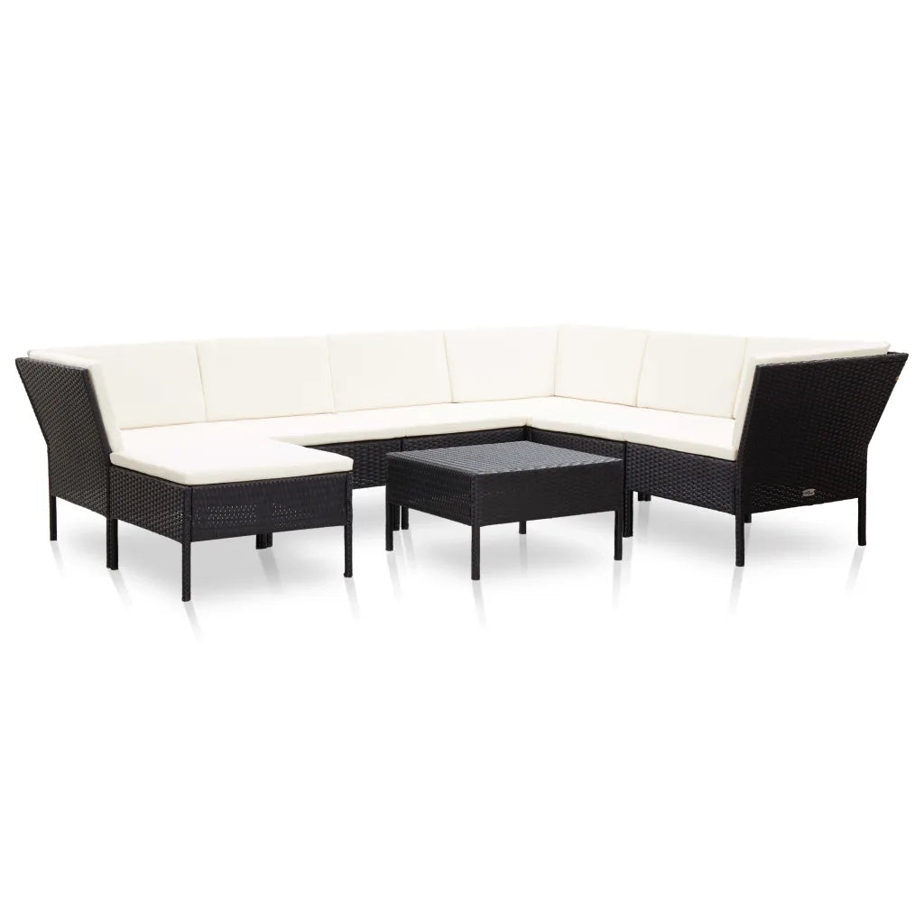Set Divani da Giardino 8 pz con Cuscini in Polyrattan Nero cod mxl 38585