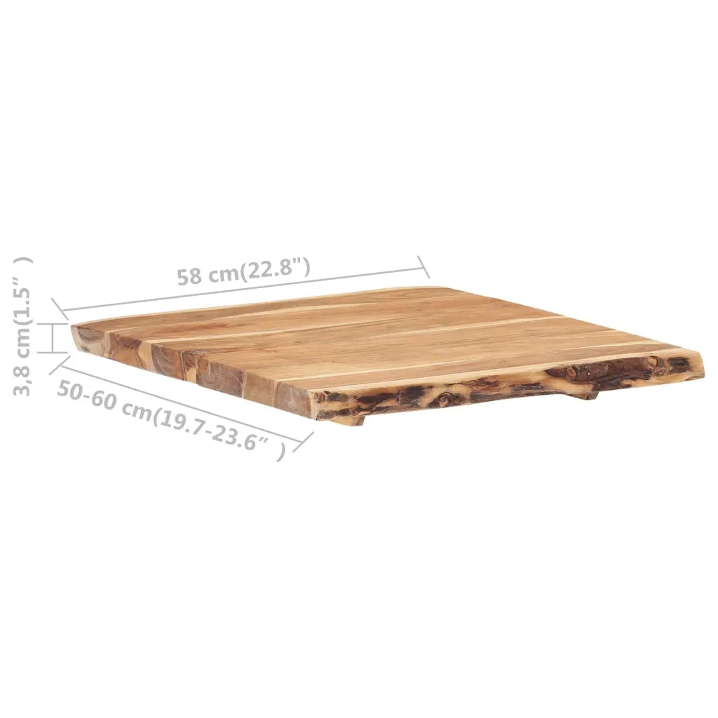 Piano del Tavolo | Superficie Tavolo | Piano Scrivania in Legno Massello di Acacia 58x(50-60)x3,8 cm