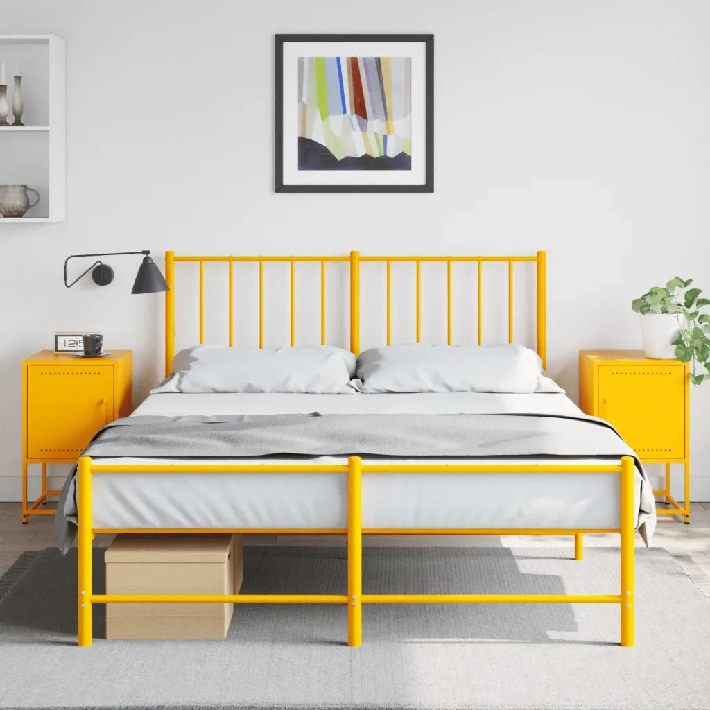 Comodini 2 pz-Set di 2 Tavolino da notte Giallo Senape 36x39x60,5 cm in Acciaio 370960