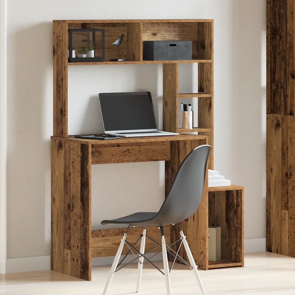 vidaXL Scrivania Mensole Legno Vecchio 100x45x140 cm Legno Multistrato
