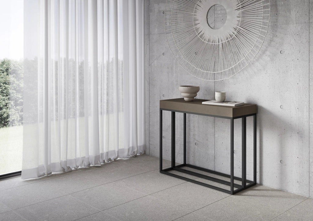 Consolle Allungabile 90-196x40x77 cm Epoca Small Tortora Telaio Antracite