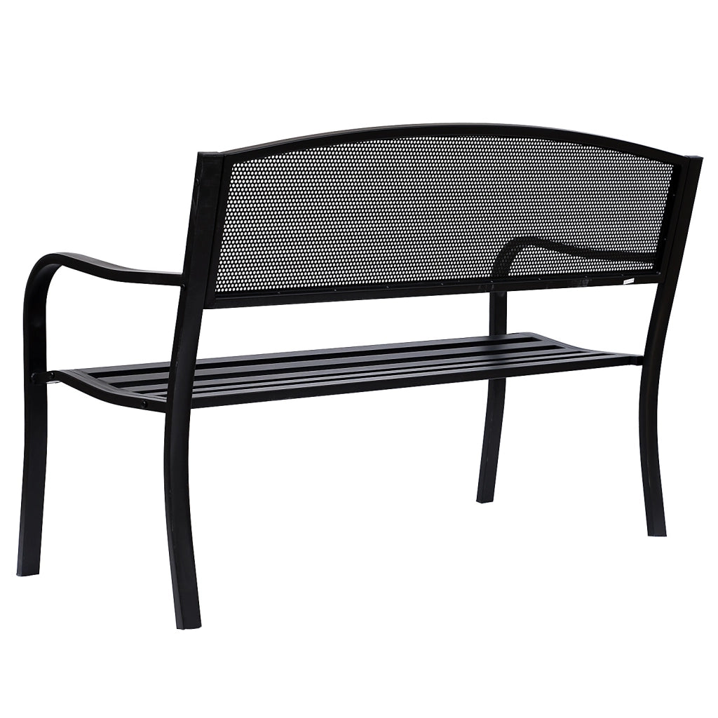 EasyComfort Panchina da Esterno Panca da Giardino Max 240kg Metallo 127 × 60 × 85cm Nero