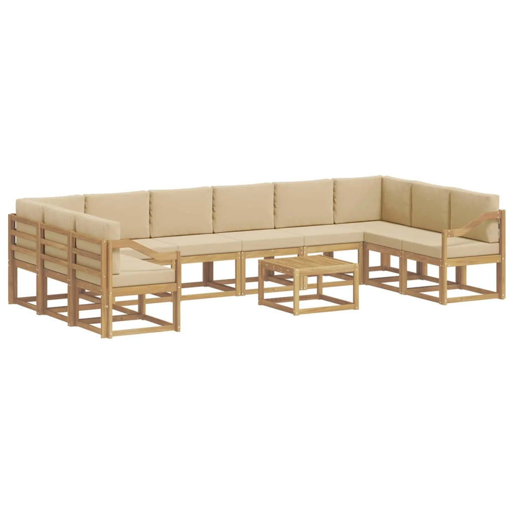 Set di divani da esterno con cuscino 11 pcs Bianco e Beige