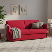 Trissino, Divano Letto 2 Posti Sfoderabile Made in Italy, 180x95 cm Rosso