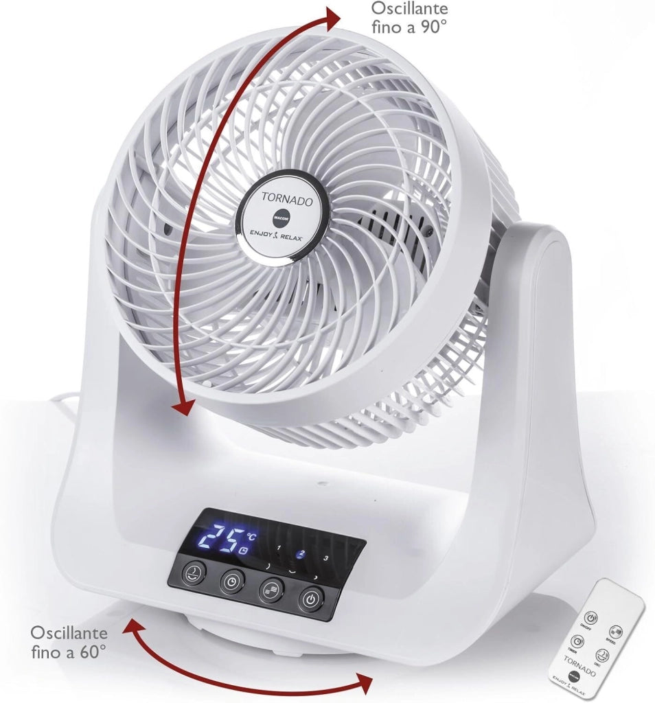 Macom ventilatore a doppia oscillazione automatica modello 993 per climatizzazione e comfort ottimale in ogni ambiente
