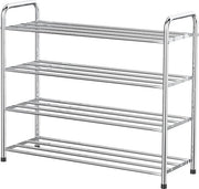 Organizzatore per scarpe in acciaio inossidabile a 4 livelli - fino a 12 paia - armadio per la sala da pranzo - ingresso - 68 x 26 x 65 cm (argento)