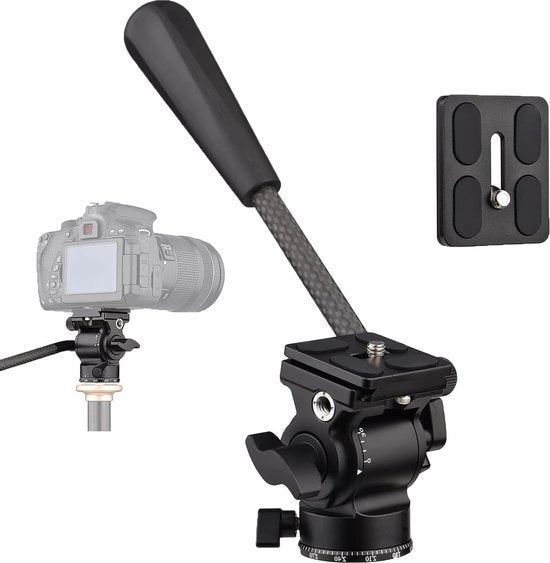 Stativo per Videografia con Testa Panoramica e Kogelkop 1/4 Pollici, 10 kg di Capacità di Carico, con Manopola Removibile