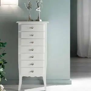 cassettiera settimino' in legno Shabby chic bianco