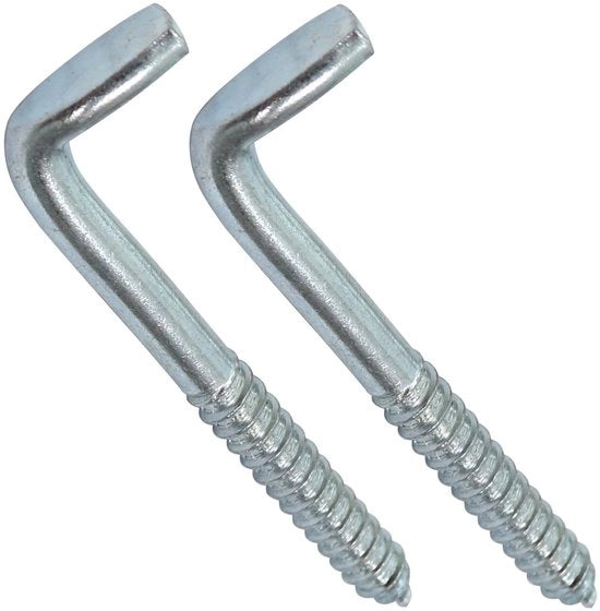 Set di Viti a L con 2 pezzi - Ø 8 x 80 mm - Acciaio Zinato - Resistente all'ossidazione - Peso per pezzo 26,74 g - Viti a L