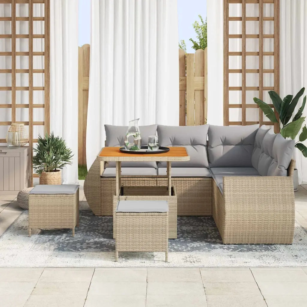 Set Divano da Giardino 8 pcs Beige e Grigio Chiaro polyrattan 3363822