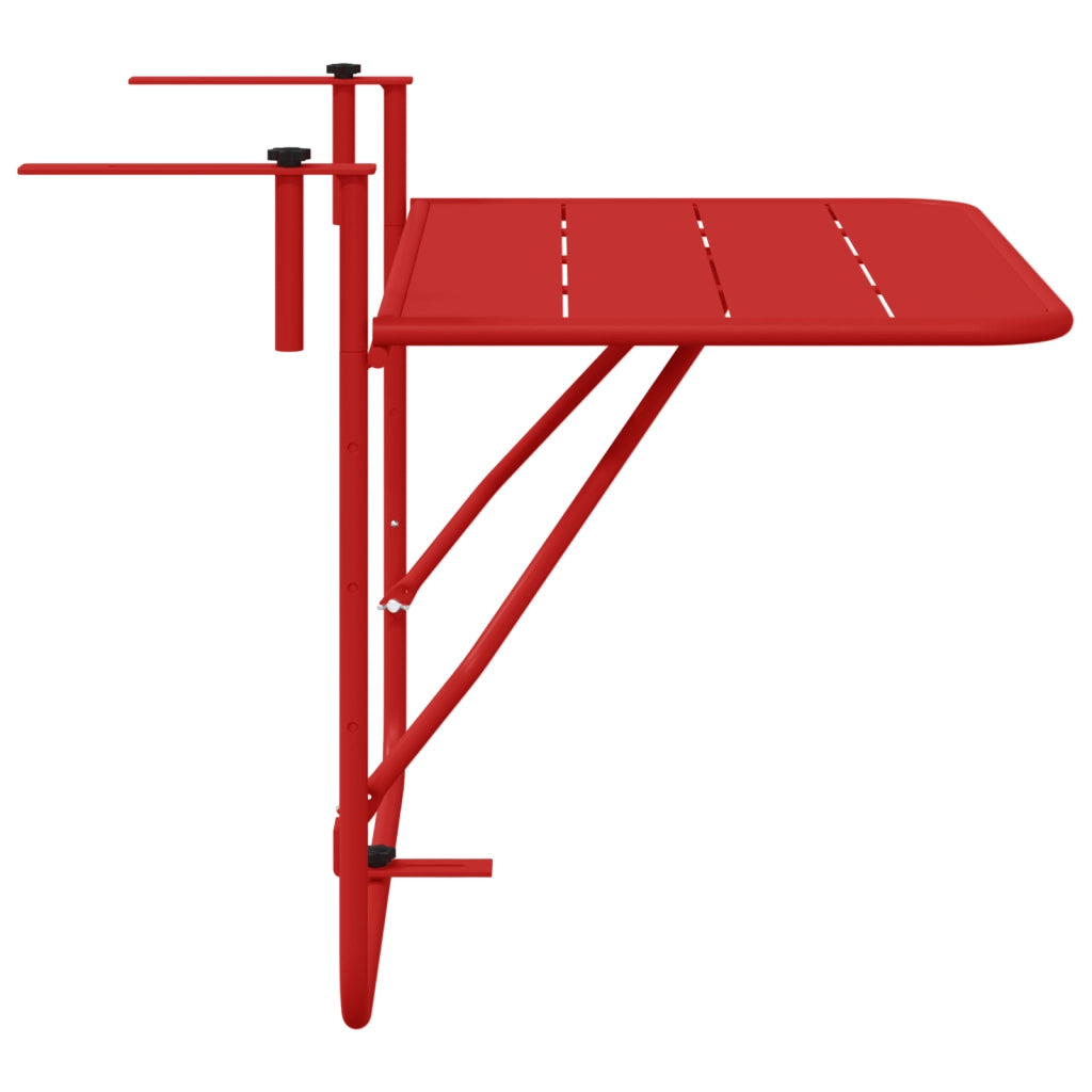 Tavolo da balcone a scomparsa rosso 60x40 cm in acciaio