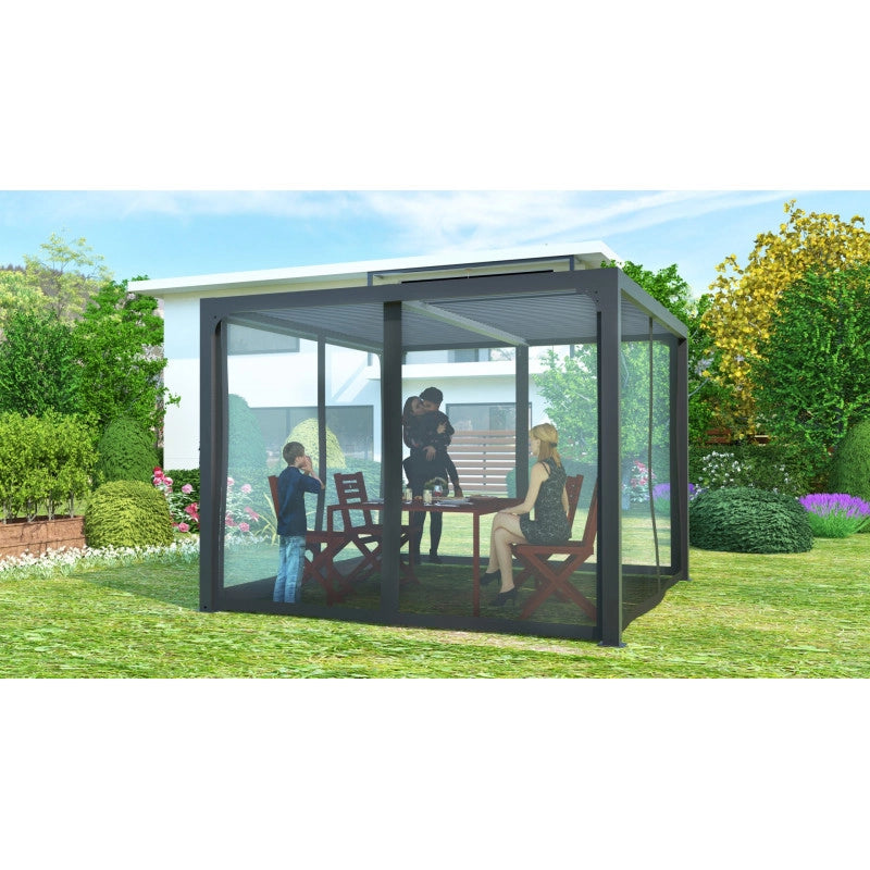Kit tenda zanzariera per pergola bioclimatica 3760161078672 – 4 pannelli PVC con chiusura zip – profili alluminio – PERBIRA3630 Foresta