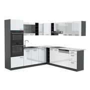 Vicco Cucina angolare completa Bianco lucido/antracite 237 x 247 cm , PL Marmo