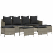 Set Divano da Giardino 5pz | Set Salotto da Giardino con Cuscini Grigio Chiaro Polyrattan
