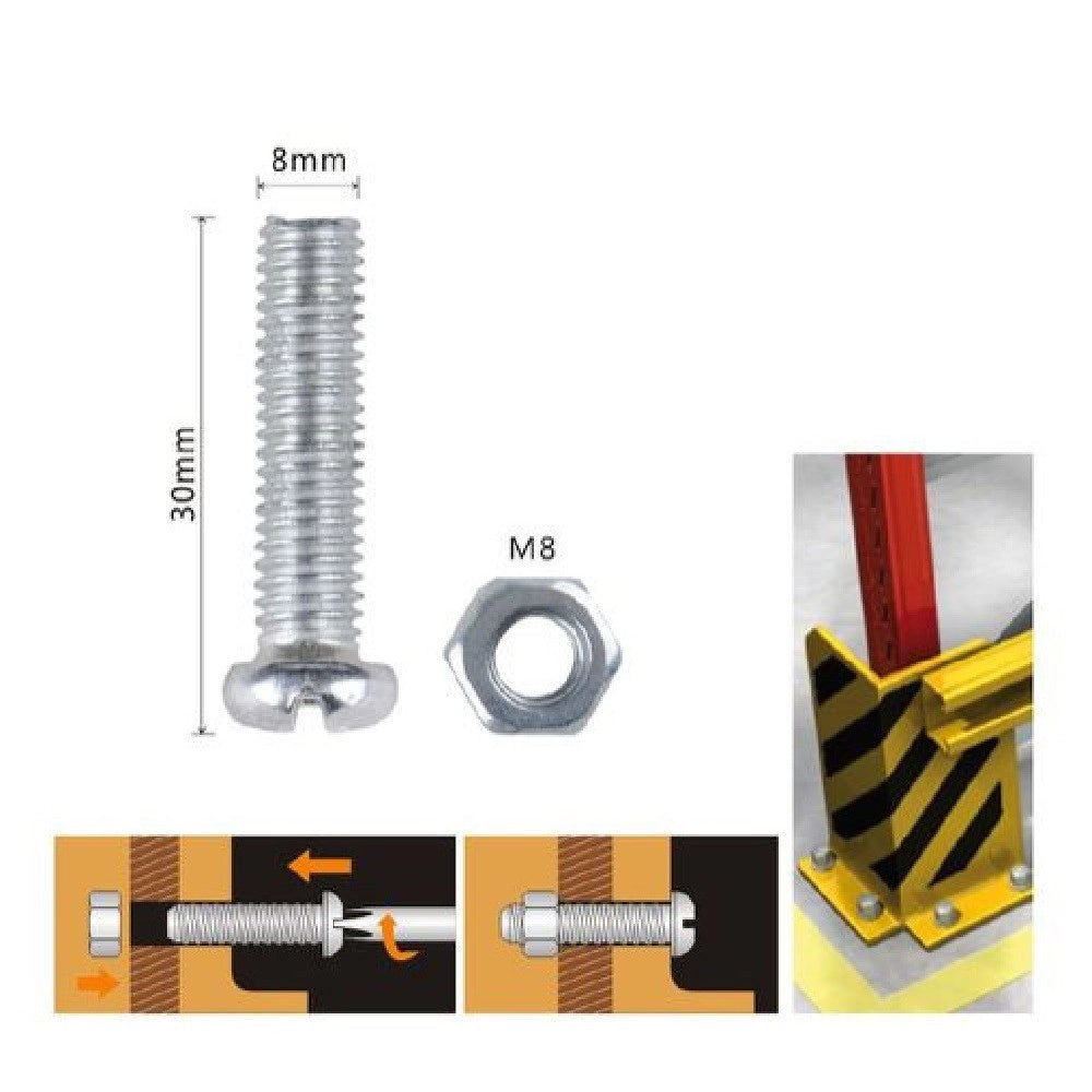 Trade Shop - Set 4pz Viti Vite Testa A Croce Tonda 8 X 30mm Con Dadi Dado Esagonale M8 90985 -