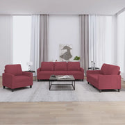 Set di Divani 3 pz con Cuscini Rosso Vino in Tessuto 3201434