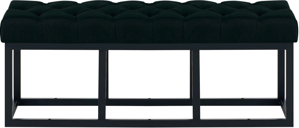 Panca design AMUN in metallo nero opaco e tessuto nero,120 cm