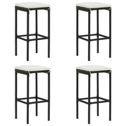Sgabelli da Bar con Cuscini 4 pz Neri in Polyrattan cod mxl 63336