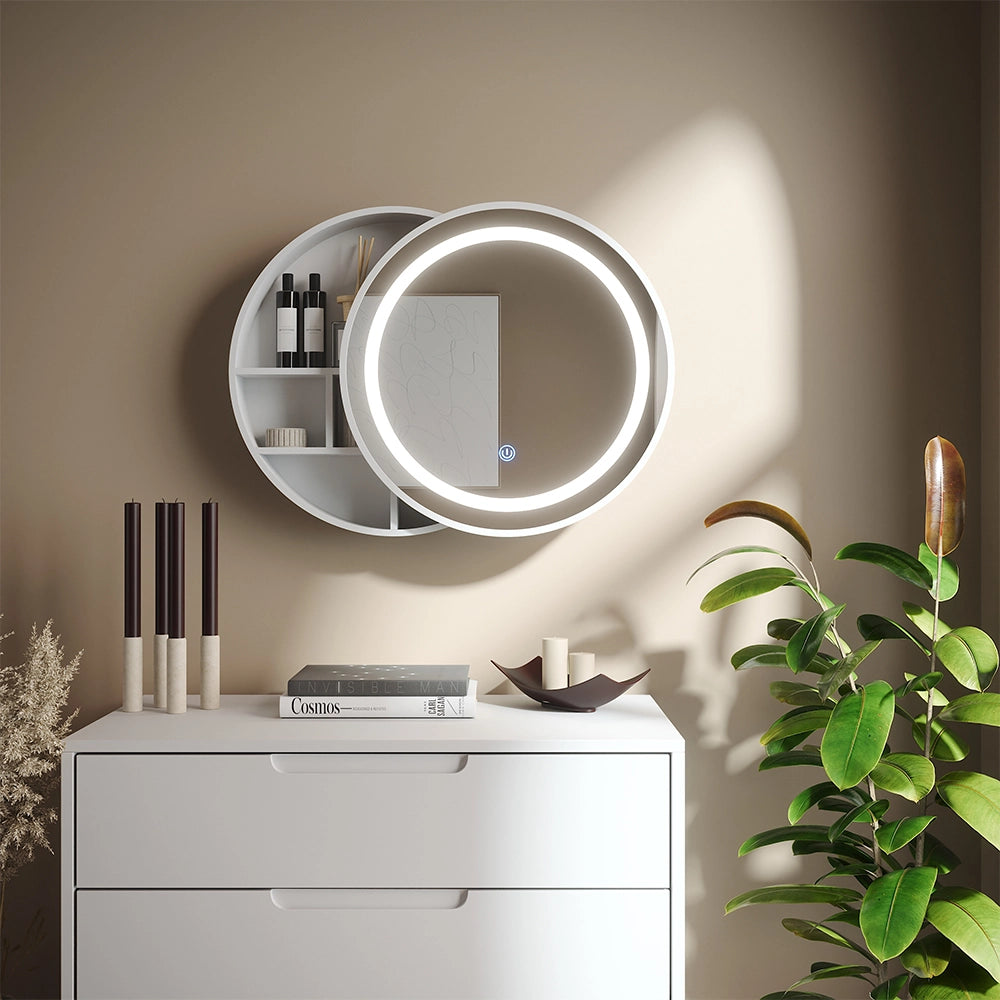 Vicco Specchio contenitore bagno Bianco 50 x 50 cm con 5 vani portaoggetti