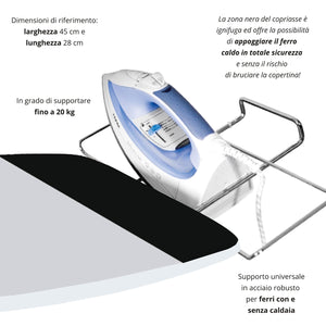Asse da Stiro Completo Combiboard Plus 125x48 cm con Piano Stiramaniche Gambe Triple Regolabile in Altezza