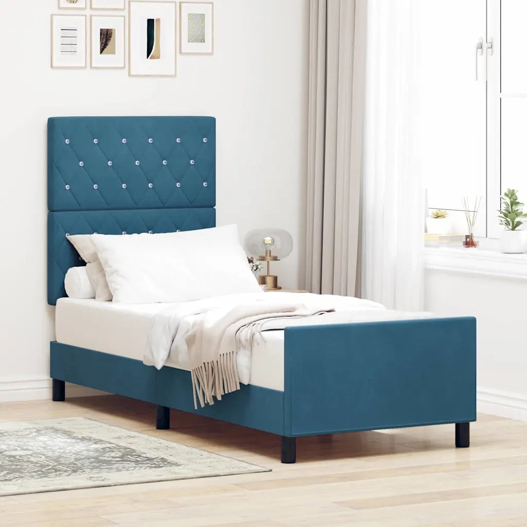 Letto a molle con testiera Blu Scuro 80 x 200 cm Velluto 3344841