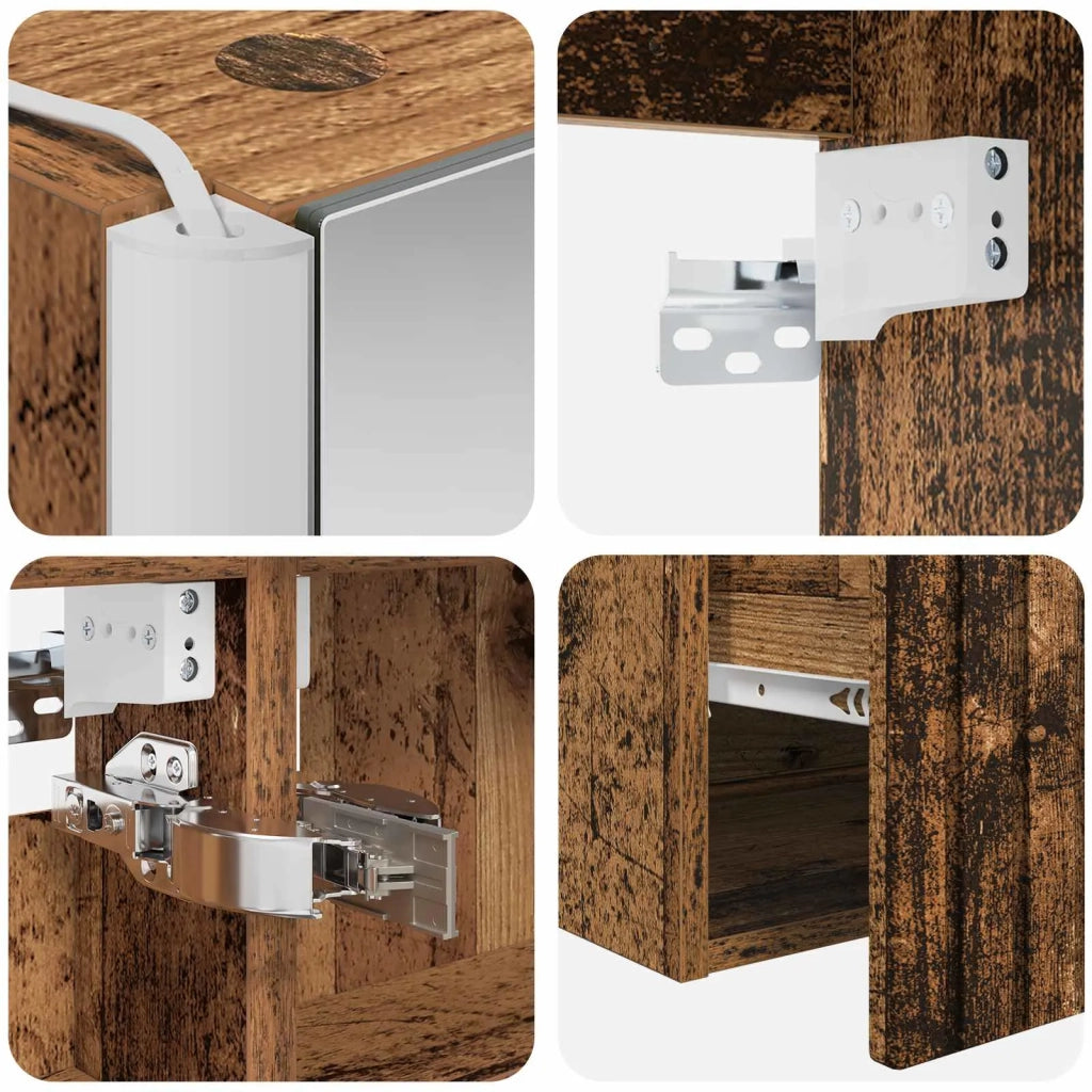 Set di Armadi da Bagno 4 pcs Legno antico 103,5 x 15,5 x 70 cm 3406669