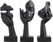 Accentuazione in nero per la decorazione di casa, figura femminile, immagine da collezione per salotto moderno, mensola per libri, decorazione per ufficio in nero, set da 3 pezzi