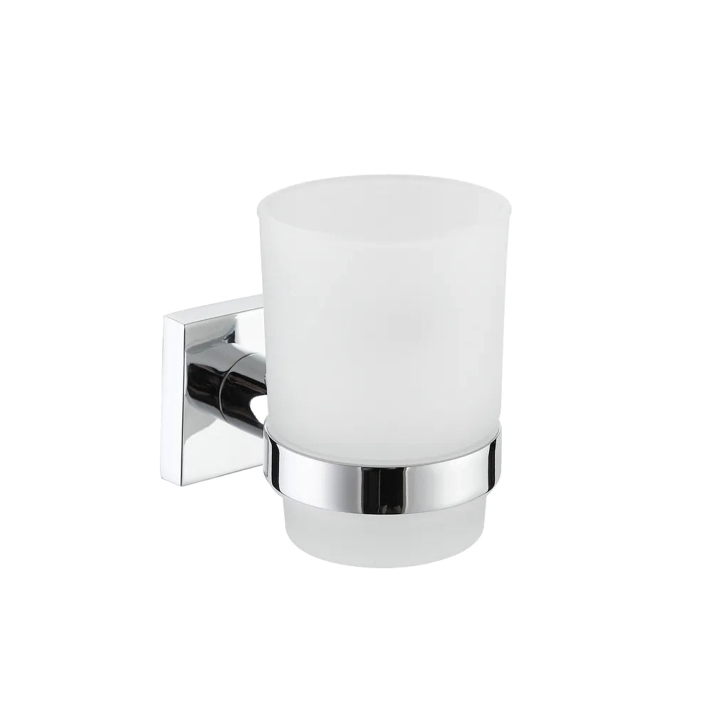 Dispenser sapone a muro in zinco cromato e bicchiere in vetro | Wash