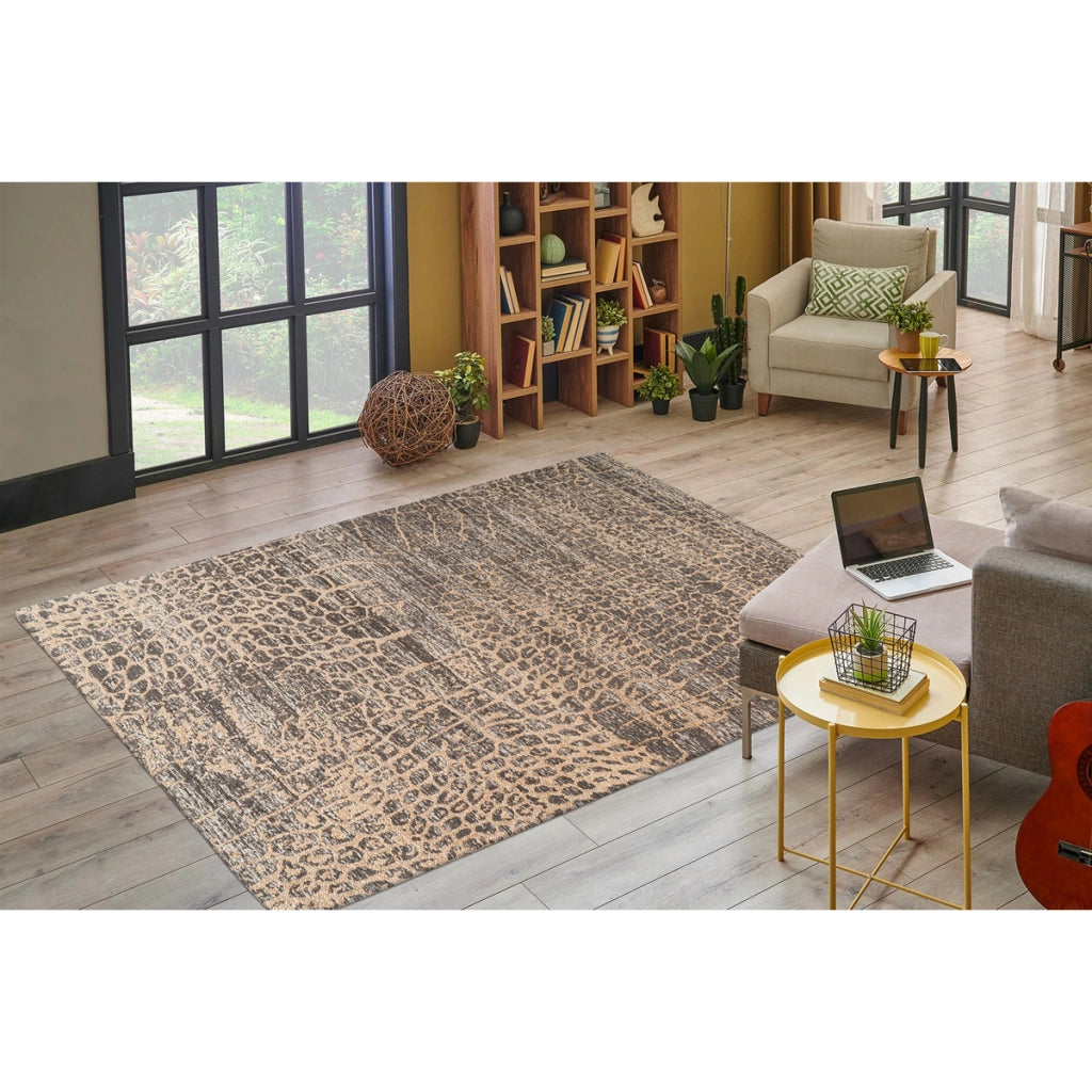 Tappeto moderno Davio 300 Beige con stampa animalier